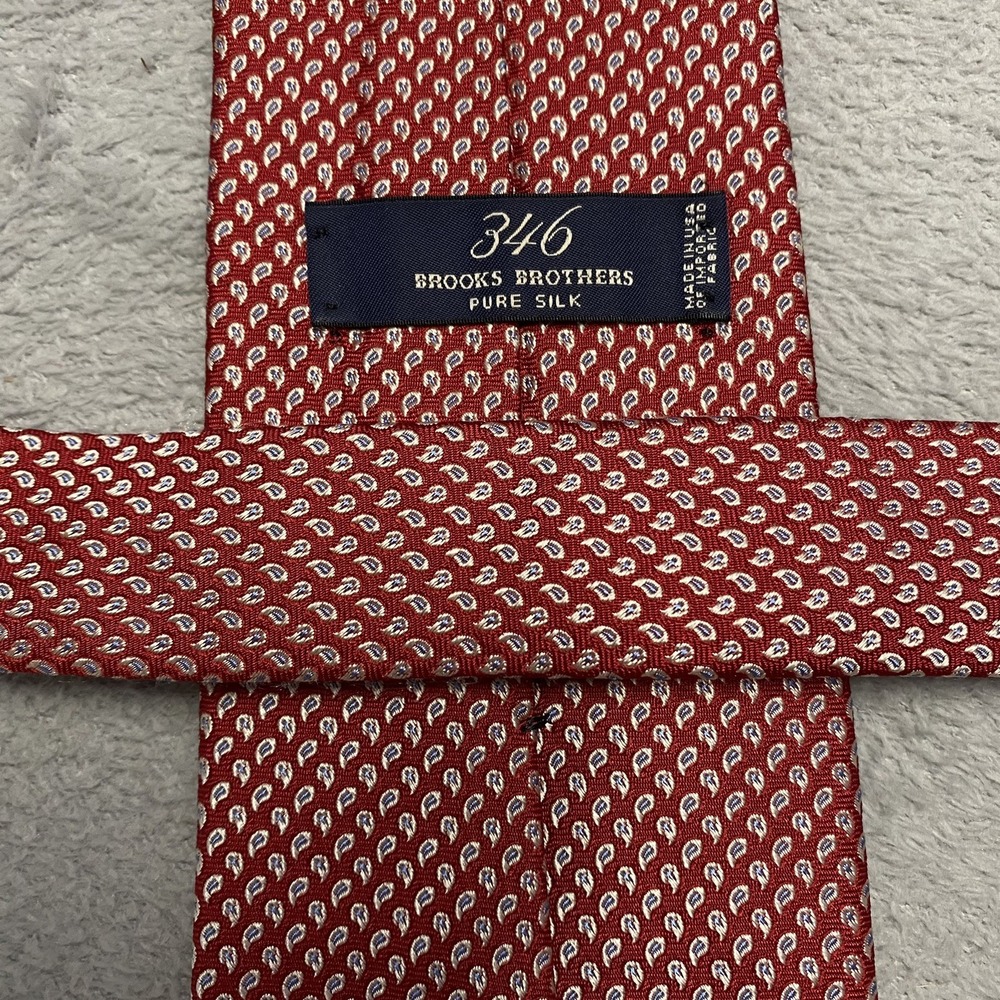 Brooks Brothers 346 Silk Neck Tie Red Mini Paisley Geometric USA